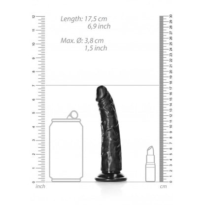 Fallo piccolo nero Dildo without Balls with Suction Cup - 6''/ 15,5 cm