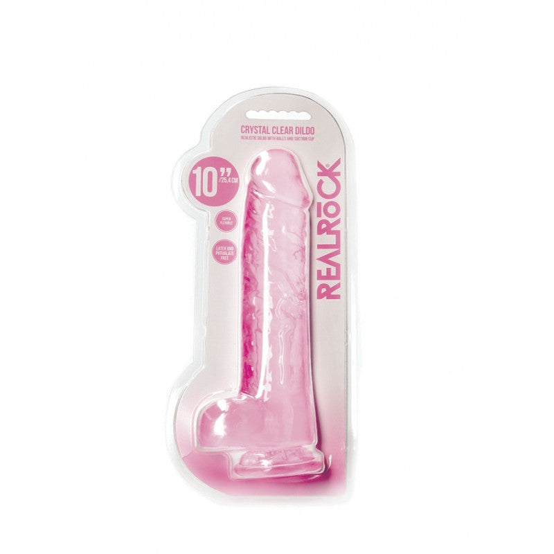Pene finto rosa con ventosa Realistic Dildo With Balls - 25,4 cm