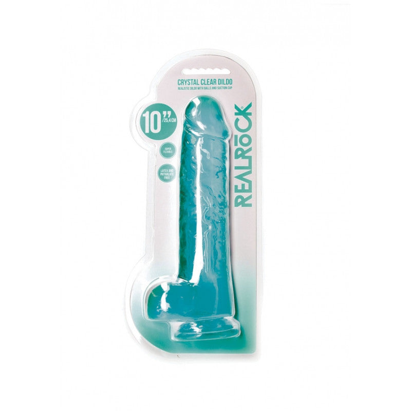Pene finto turchese con ventosa Realistic Dildo With Balls - 25,4 cm