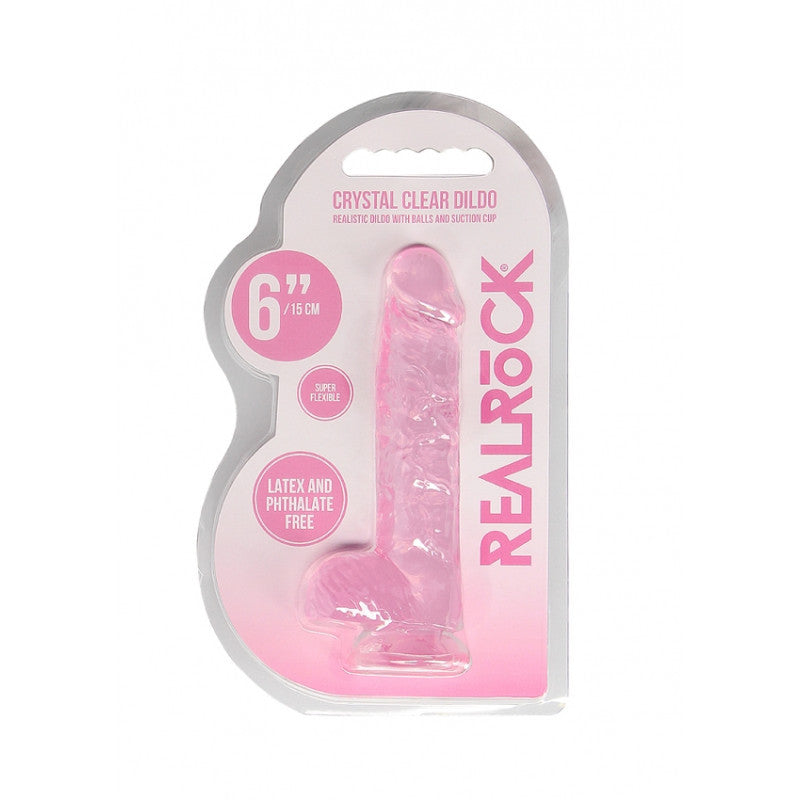 Pene finto rosa con ventosa Realistic Dildo with Balls 15 cm