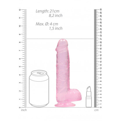 Pene finto rosa con ventosa Realistic Dildo with Balls 19 cm