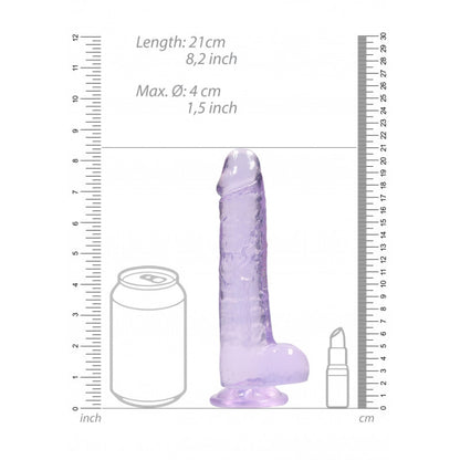 Pene finto viola con ventosa Realistic Dildo with Balls 19 cm