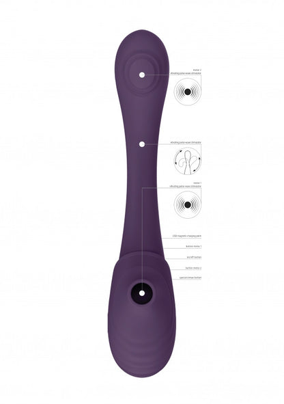 Vibratore vaginale Double Ended Pulse Wave Air-Wave Bendable Vibrator Purple