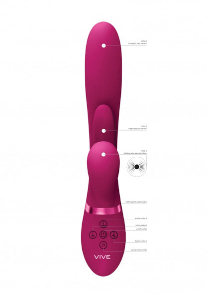 Vibratore rabbit Thrusting GSpot Flapper PulseWave Clit Stimulator Pink