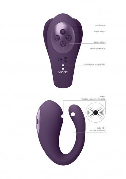 Vibratore per slip Triple Action Vibator with Clitoral Pulse Wave Purple