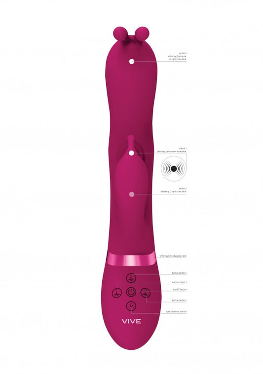 Vibratore vaginale rabbit Triple Action Vibrating Rabbit with PulseWave Shaft Pink