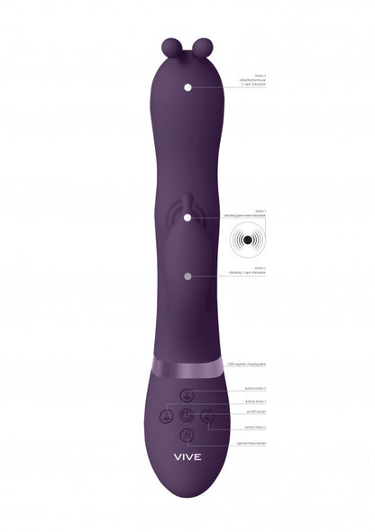 Vibratore vaginale rabbit Triple Action Vibrating Rabbit with PulseWave Shaft Purple