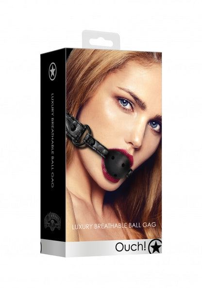 Morso forato Breathable Luxury Ball Gag - Black