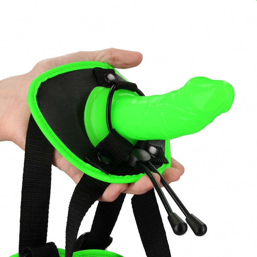 Fallo indossabile Strap-on Harness - Glow in the Dark - Neon Green/Black
