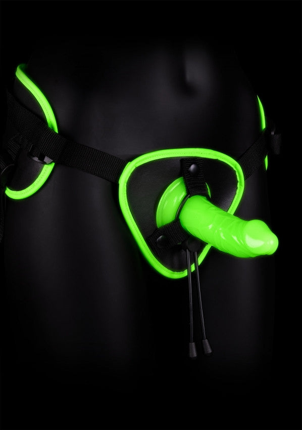 Fallo indossabile Strap-on Harness - Glow in the Dark - Neon Green/Black