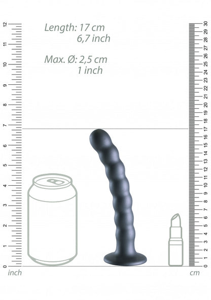 Dildo vaginale con ventosa a sfere Beaded G-Spot Dildo 6,5'' / 16,5 cm Gun Metal