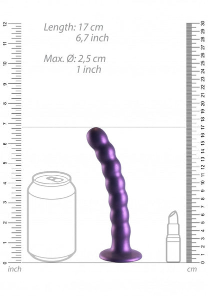 Dildo vaginale con ventosa a sfere Beaded G-Spot Dildo 6,5'' / 16,5 cm Metallic Purple