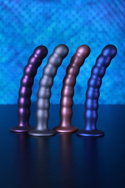 Dildo vaginale con ventosa a sfere Beaded G-Spot Dildo 5'' / 13 cm Gun Metal