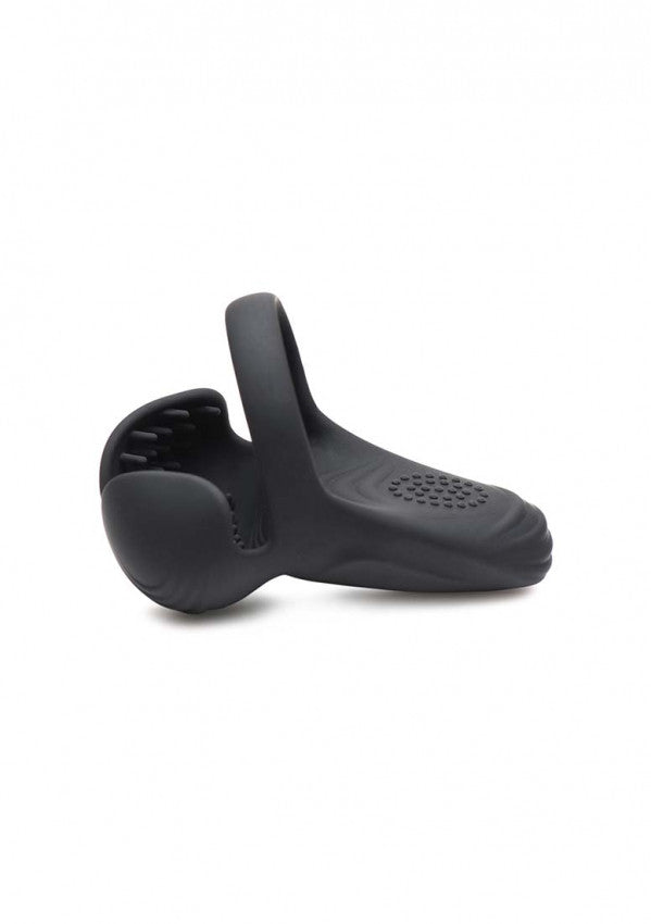 Anello fallico per pene e testicoli 10X Silicone Cock & Ball Ring + Taint Stim - Black