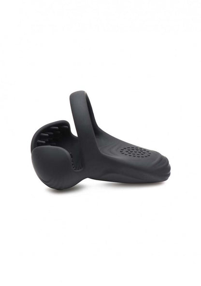 Anello fallico per pene e testicoli 10X Silicone Cock & Ball Ring + Taint Stim - Black