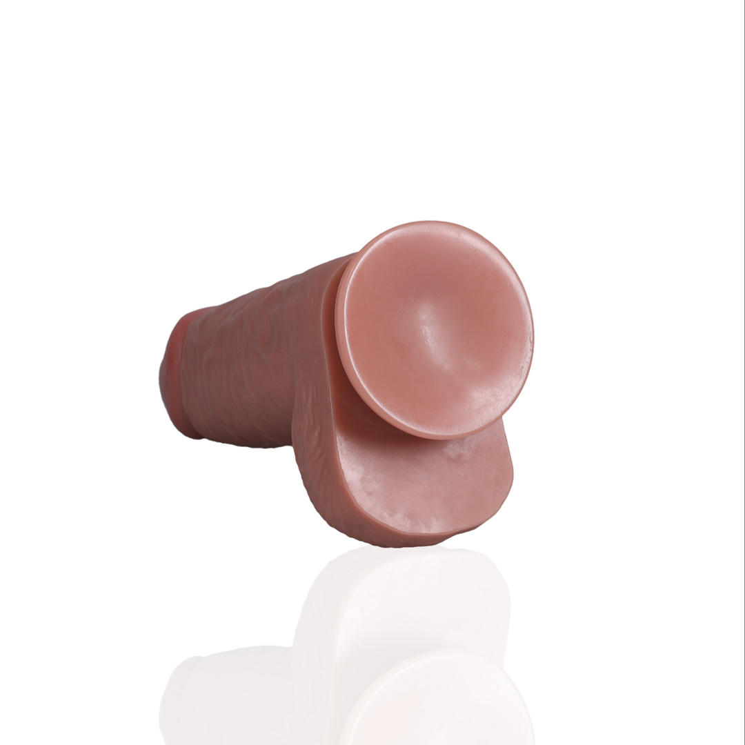 Dildo Flesh Extra Thick Straight with Balls 23 cm