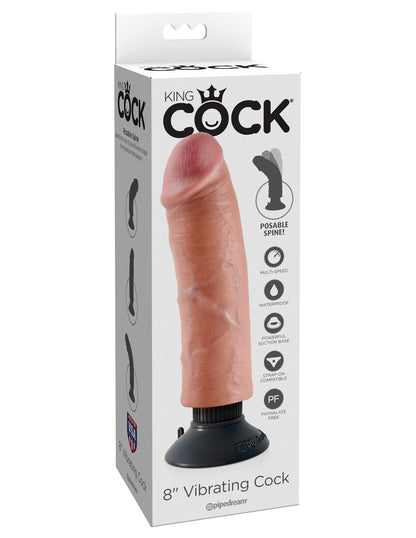 Vibratore Realistico King Cock 9 vibrating con ventosa clear