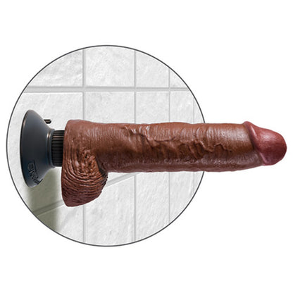 Vibratore Realistico King Cock 10 vibrating con ventosa whit Balls brown