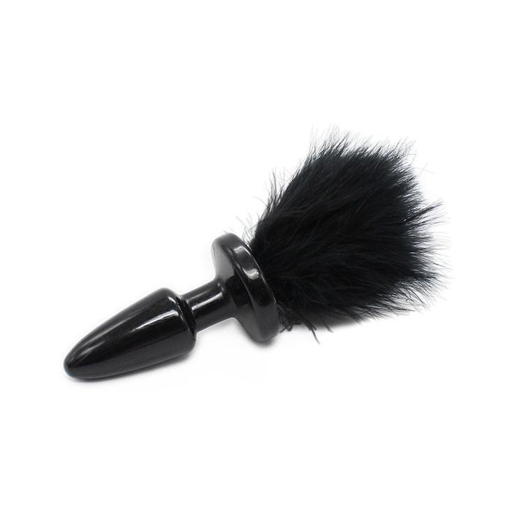 Plug anale nero butt dildo con coda nera fallo anal black maxi sex toys uomo e donna