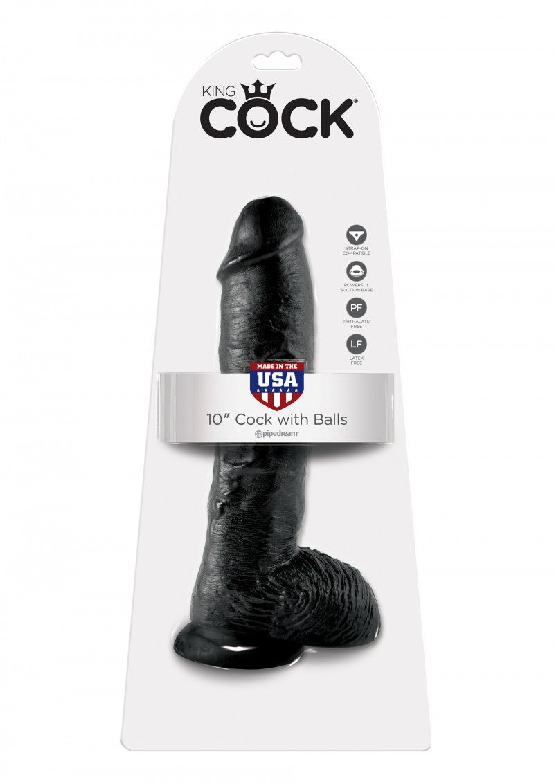 Fallo realistico vaginale black dildo nero king cock maxi con ventosa 10