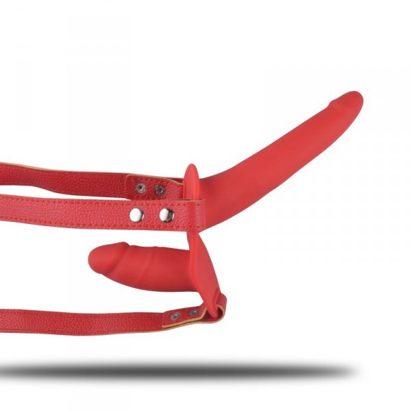 Fallo doppio indossabile strap on dildo vaginale anale per coppia