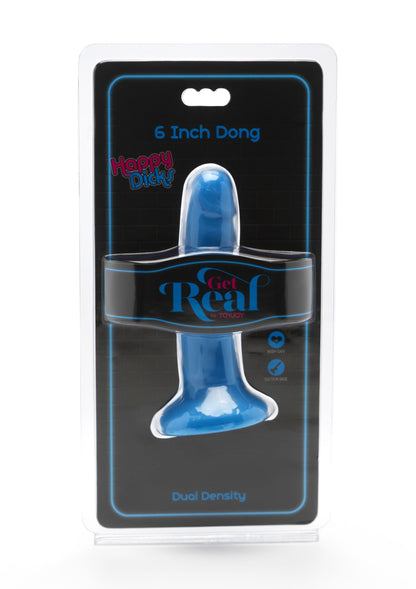 Fallo vaginale anale con ventosa Happy Dicks Dong 6 Inch blu