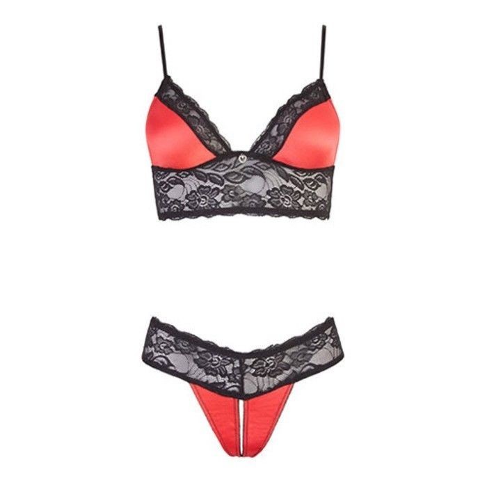 Intimo donna intimo cottelli collection lingerie 2 pezzi slip perizoma reggiseno nero rosso