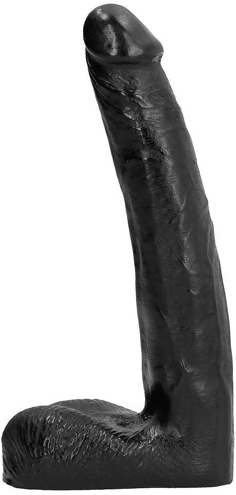 Fallo realistico slim dong nero dildo vaginale anale con ventosa all black 20 cm