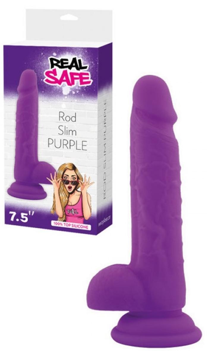 Realistico dildo fallo Vaginale con testicoli ventosa in silicone rod Slim purple