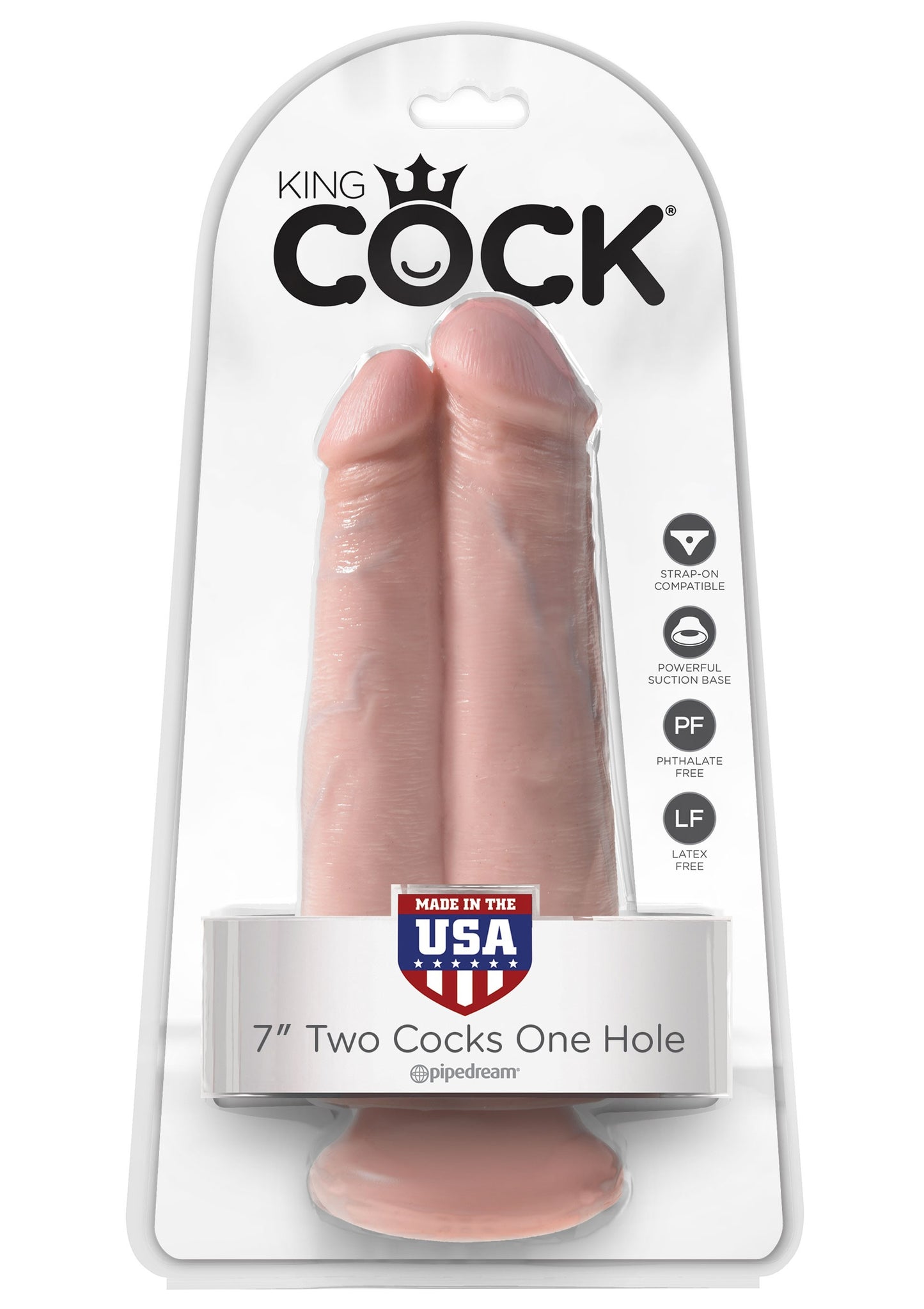Fallo vaginale dildo realistico con ventosa king cock doppio 7 caramel two in one
