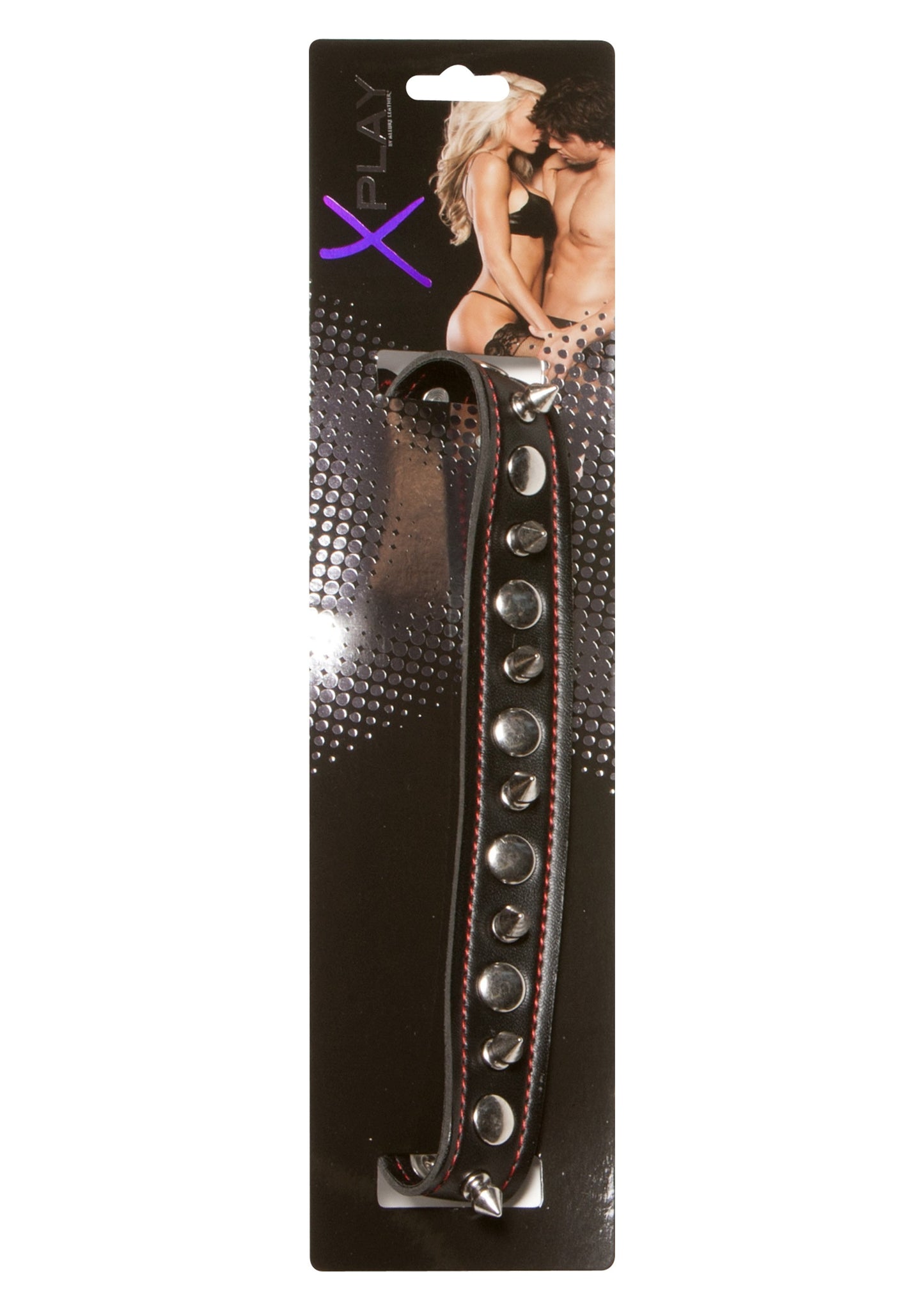 Collare con borchie fetish costrittivo nero in eco pelle bondage sexy