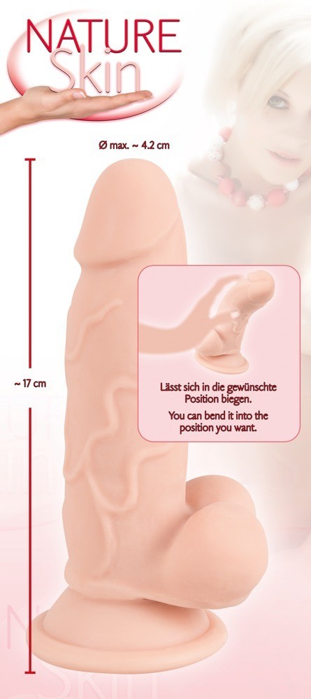dildo con ventosa e testicoli realistico nature skin bendable