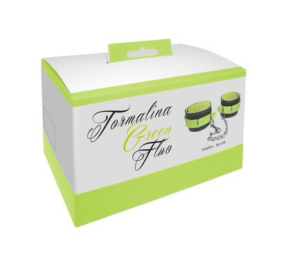 cavigliere con gancio sexy bondage in vera pelle verde fluo costrittivo fetish