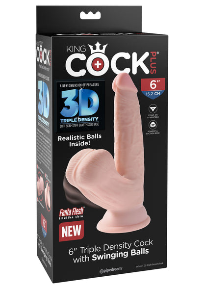 Fallo realistico con ventosa e testicoli 3D Cock Swinging Balls 6 Inch